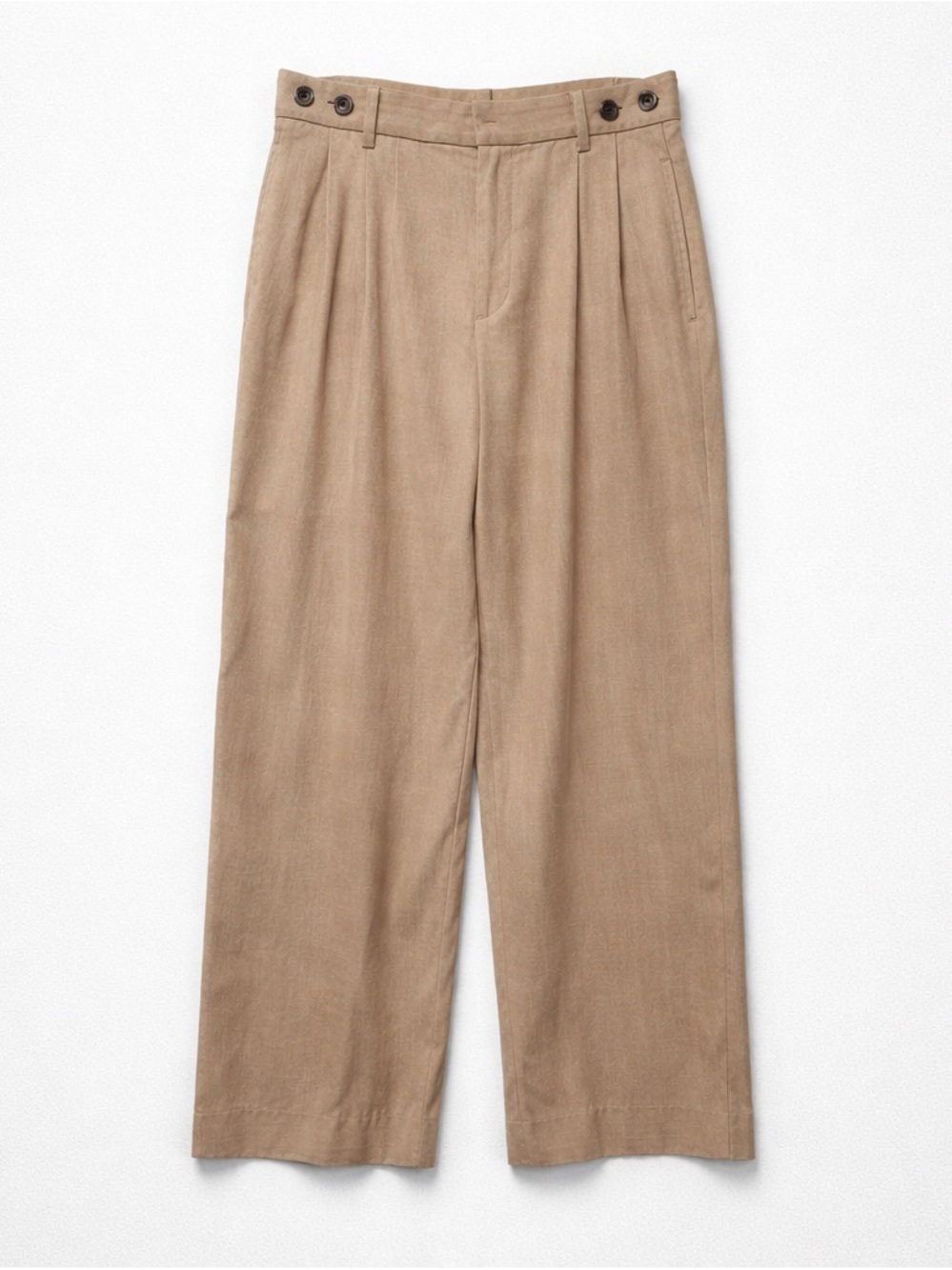 Framework Wool Blend Wide Leg Pleated Trousers Beige Size 36